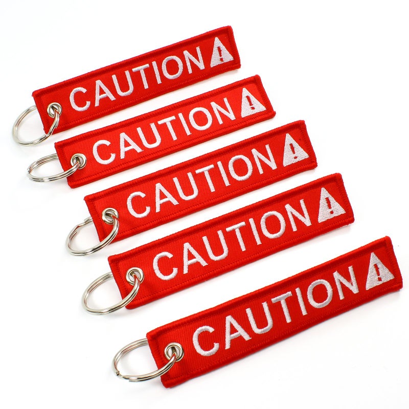 Rotary13B1 Caution Key Chain Safety Tag Red White Size: 1in by 5in Qty: 5 Pack - by Rotary13B1 - Image 3